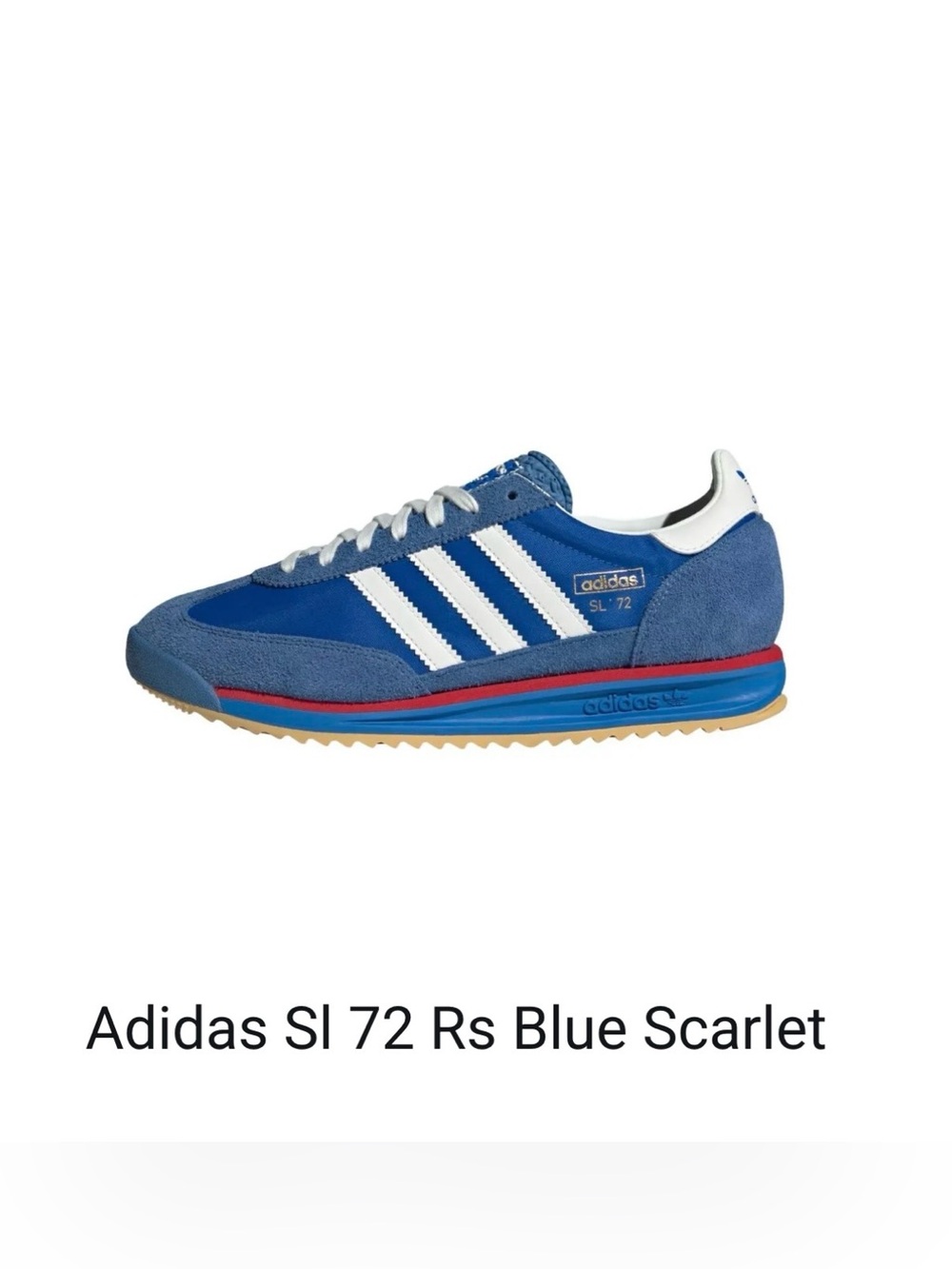 Adidas SL 72 Blue with White Stripes and Scarlet Trim Unisex Size 7 (M7/W8)